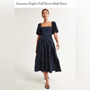 NWT - Abercrombie & Fitch Emerson Poplin Puff Sleeve Midi Dress, Size SP